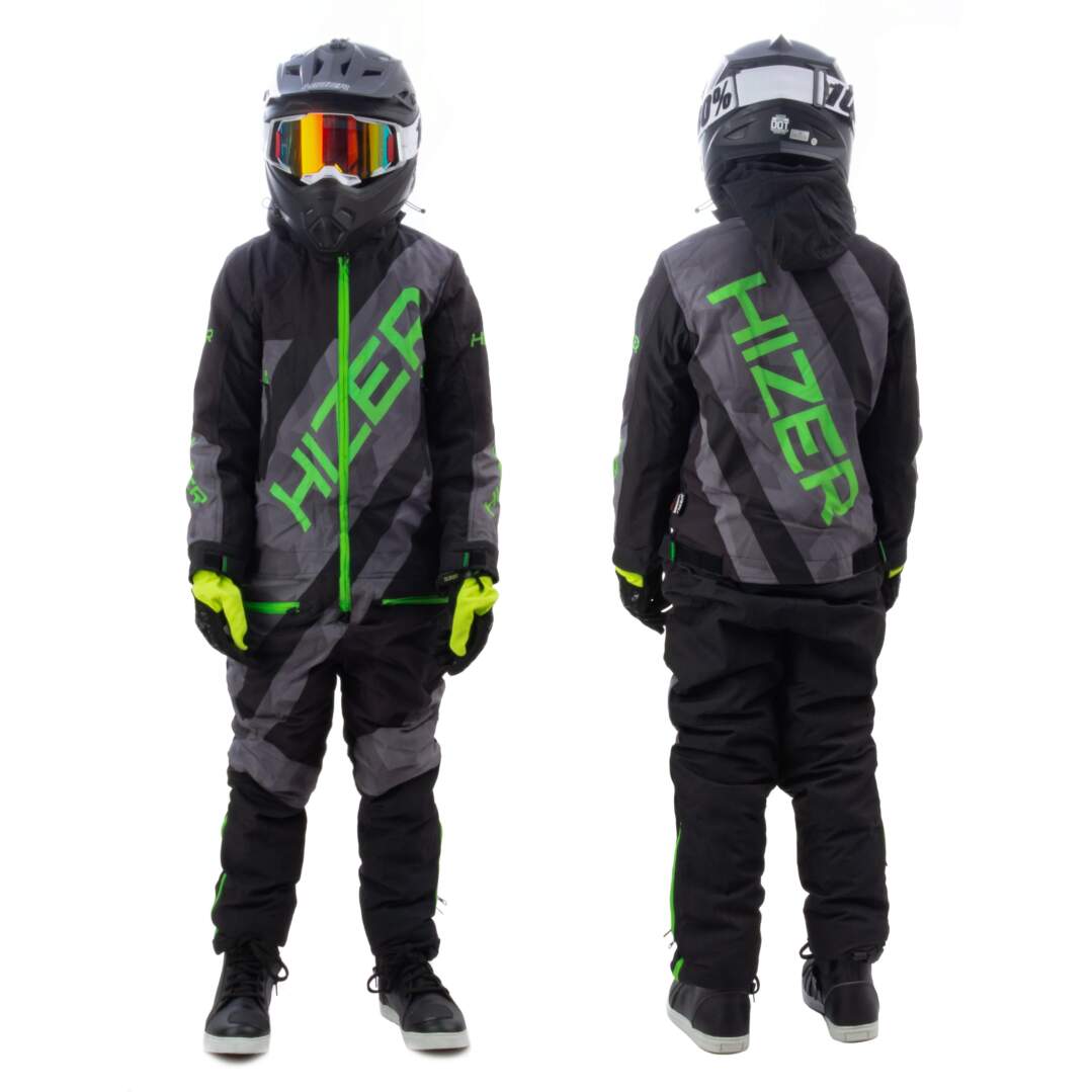 Комбинезон для снегохода (детский) HIZER №5 black-green (текстиль) (14Y)